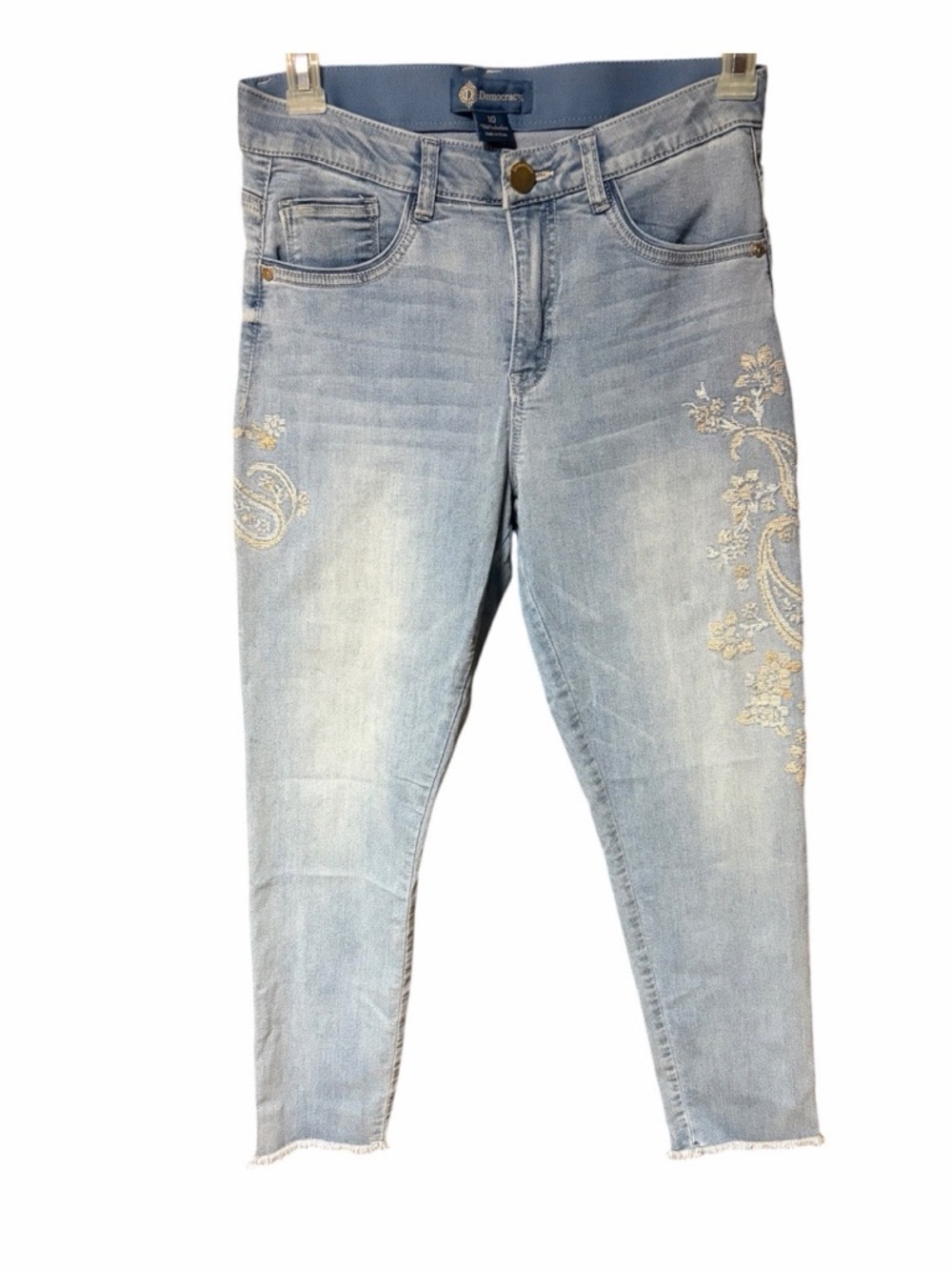 Democracy Ab Solution Paisley Embroidered Ankle Skimmer Jeans
